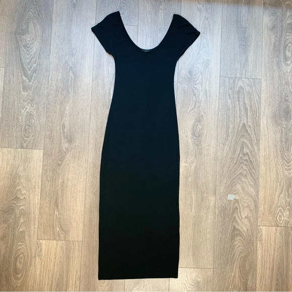 Aritzia Babaton Midi Dress Black Stretch Modal scoop neck Short Sleeve Size XXS - Picture 5 of 14